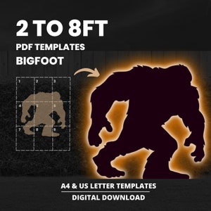 2ft 3ft 4ft 5ft 6ft 7ft 8ft Bigfoot Sasquatch Silhouette Stencil Template bundle ,Décor Digital Download, Printable Trace Cutout PDF