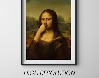 Funny Bathroom Poster | Mona Lisa | Bathroom Prints Printable Wall Art, bathroom art, bathroom wall decor
