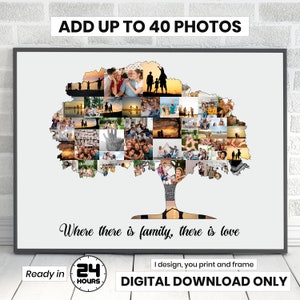 Family Tree Art Print Wall Art Canvas Family Tree Collage Custom Pictures Collage Personalized Wall Décor Family Sign Digital Download 24Hr