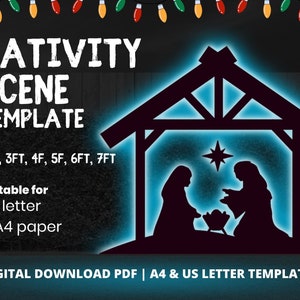 2 pies 3 pies 4 pies 5 pies 6 pies 7 pies Escena de Natividad Plantilla de Navidad Plantilla Digital PDF Silueta Decoración Imprimible Traza Recorte Patio al aire libre