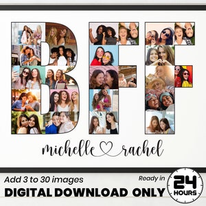 Personalized BFF Photo Collage, Best Friend Gift, Friendship&#39;s Day Gift, Bestie Photo Collage, Bestie Gift, Personalized Gift for Bestie