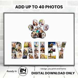 Dog Cat Pet Photo Collage, Dog Photo Gift, Dog Photo Frame, Pet Photo Collage, Pet Lover Gift, Pet Memorial Poster, Digital Download Only