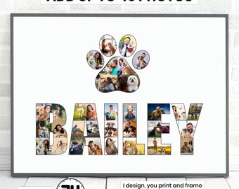 Dog Cat Pet Photo Collage, Dog Photo Gift, Dog Photo Frame, Pet Photo Collage, Pet Lover Gift, Pet Memorial Poster, Digital Download Only