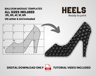 High Heels from Balloons, Girls Mosaic Template, Heels Mosaic From Balloons, Template from Balloons, PDF File 2ft 3ft 4ft 5ft 6ft