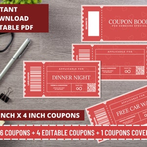 Libro coupon d'amore compilabile modificabile stampabile per lui/per lei Libro coupon regali di San Valentino PDF fai da te