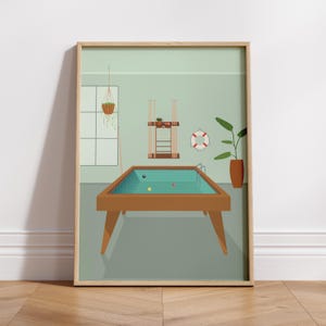 Lámina artística de mesa de billar: juego de palabras con billar, decoración para sala de juegos