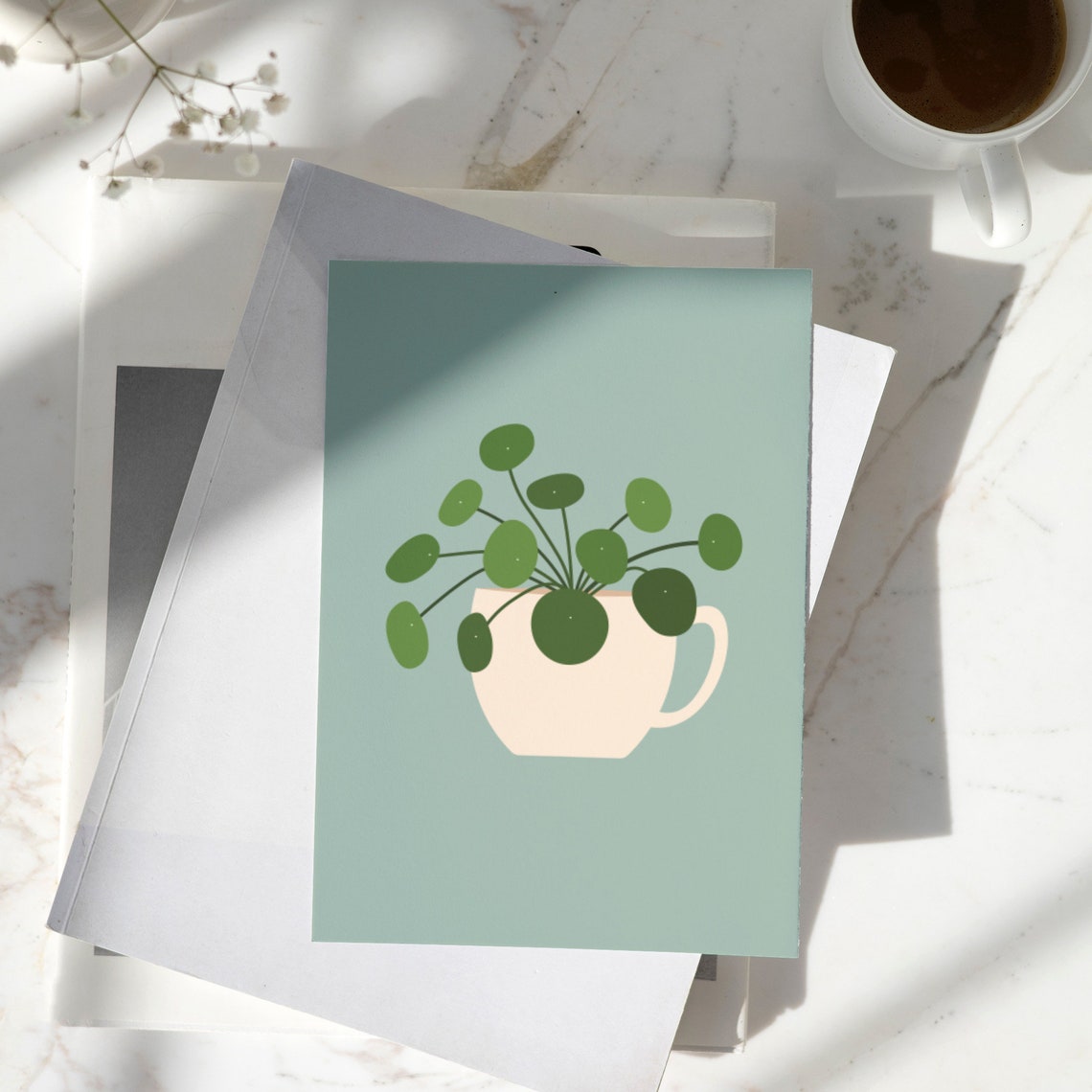 Pilea Print | Chinese Money Plant Print, Indoor Plant Illustration ...