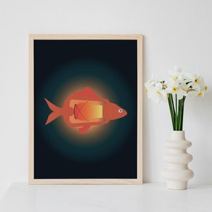 Lantern Fish Art Print: Glowing Underwater Illustration