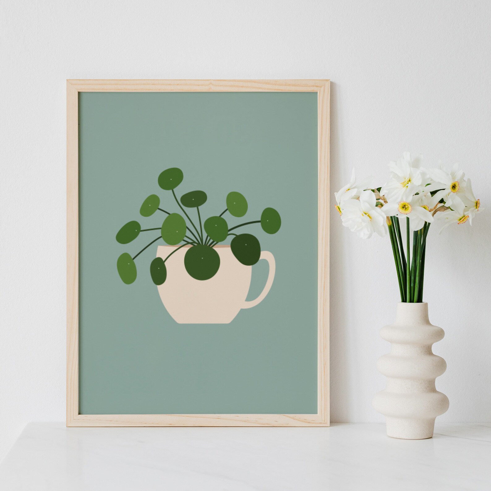 Pilea Print | Chinese Money Plant Print, Indoor Plant Illustration ...