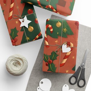 Christmas Wrapping Paper Roll, Holiday Gift Wrap, Festive Tree Design, Eco-Friendly Wrap for Gifts, Xmas Party Supplies