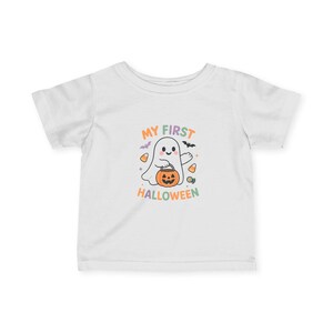 My First Halloween Tee for Infants, Adorable Baby Halloween Outfit, Cute Ghost Design, Perfect for Halloween Parties, Baby&#39;s First Holiday