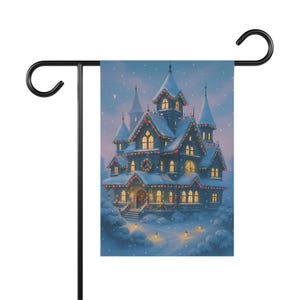 Festive House Banner | Holiday Garden Decor, Christmas Yard Flag, Winter Home Decoration, Seasonal Outdoor Banner, Cozy Cottage Flag
