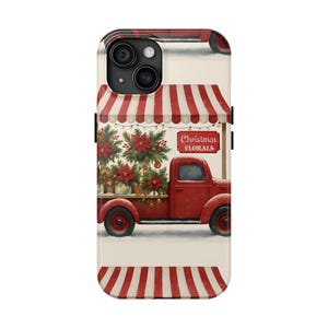 Festive Phone Case with Vintage Truck Design, Cute Holiday Gift, Christmas Accessory, Floral Decor, Seasonal Phone Cover