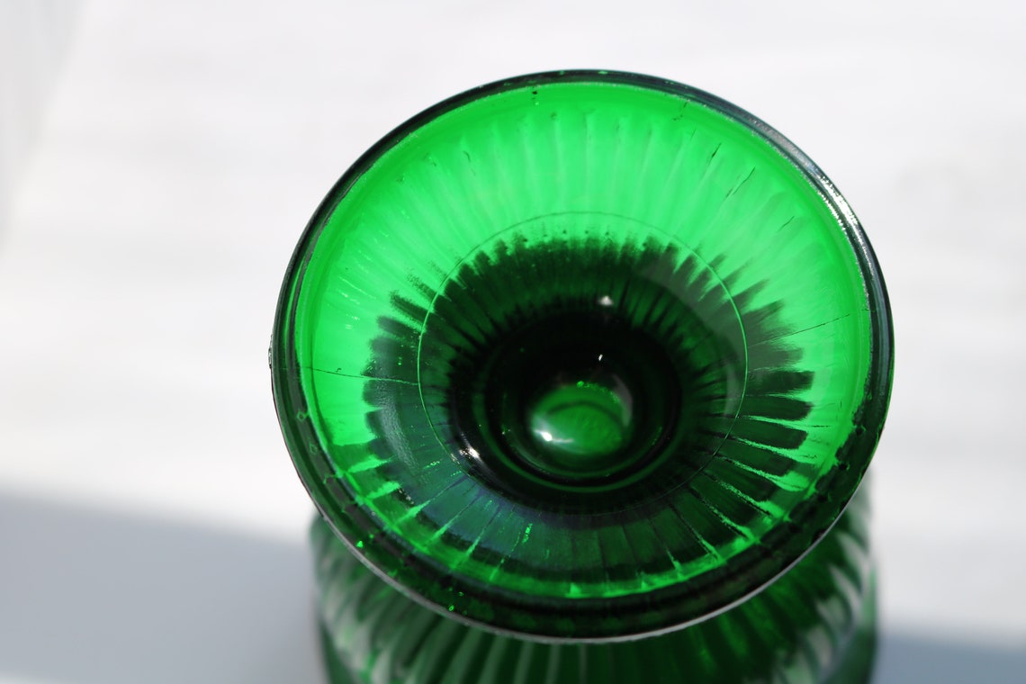 Green glass cup to collect Vintage retro midcentury Etsy