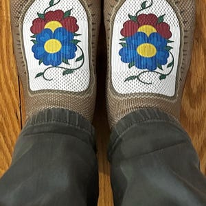 Chaussettes mocassins - Fleurs bleues et bordeaux - Une paire