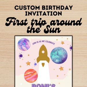 First Trip Around The Sun Birthday Party Invitation | Kids Birthday Party Invitation | Custom Birthday Party Invitation