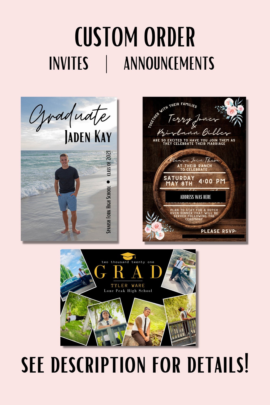 Custom Invitation / Announcement Card Etsy