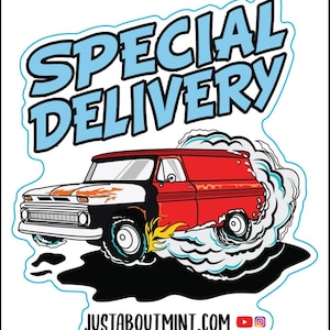 SPECIAL DELIVERY 1965 Chevy C10 Panel Truck JustAboutMint Sticker 2022, Vintage Truck Sticker