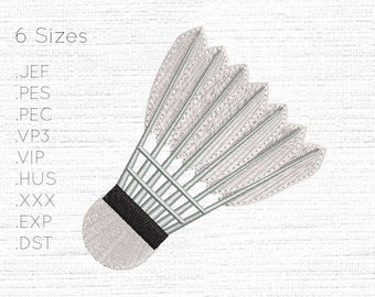 x6 Größen - Badminton Federball - Digitales Stickmaschinendesign/Muster - Sofortiger digitaler Download