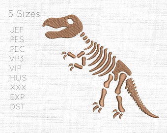 x5 Größen - Dinosaurier Skelett - Dino Knochen - T Rex / Tyrannosaurus Rex Fossil Embroidery Machine Digital Design / Muster - Sofortiger Download