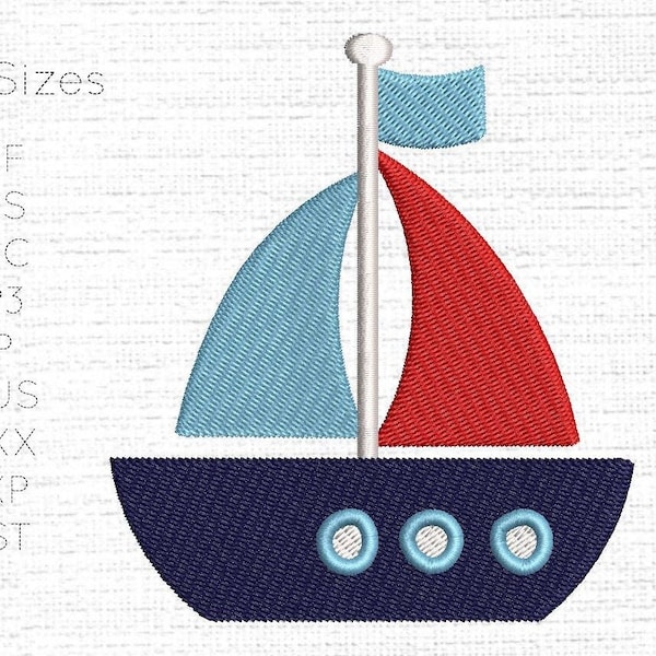 Sail Boat / Sailing Boat / Yacht Embroidery Machine Designs / Patterns - Instant Digital File Download