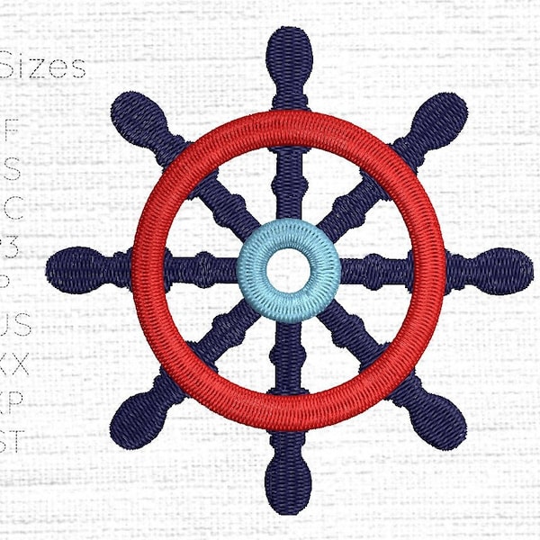 Sail Boat Helm / Sailing Boat Steering / Yacht Wheel Embroidery Machine Design / Pattern - Instant Digital Download