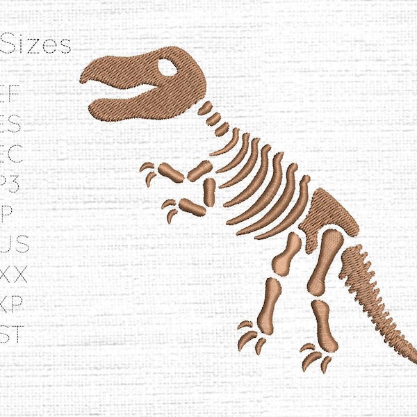 x5 Sizes - Dinosaur Skeleton - Dino Bones - T Rex / Tyrannosaurus Rex Fossil Embroidery Machine Digital Design / Pattern - Instant Download