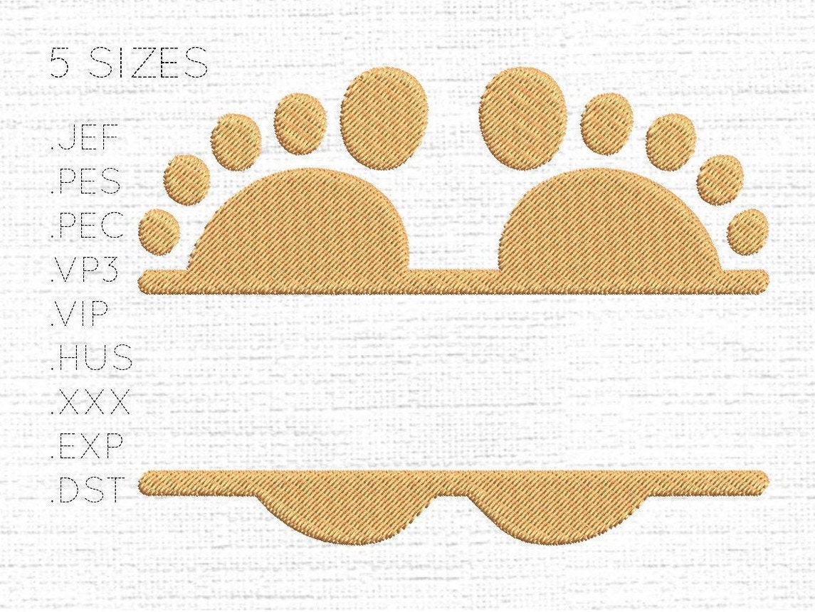 Baby Feet with name space / Boys or Girls FootPrints - Digital Embroidery Machine Designs / Patterns - Instant Download Files X 5 Sizes