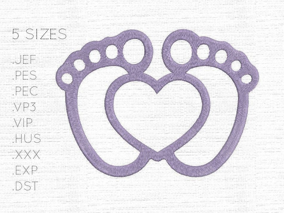 X5 Sizes Baby Footprint with Heart / Baby Feet Digital Etsy