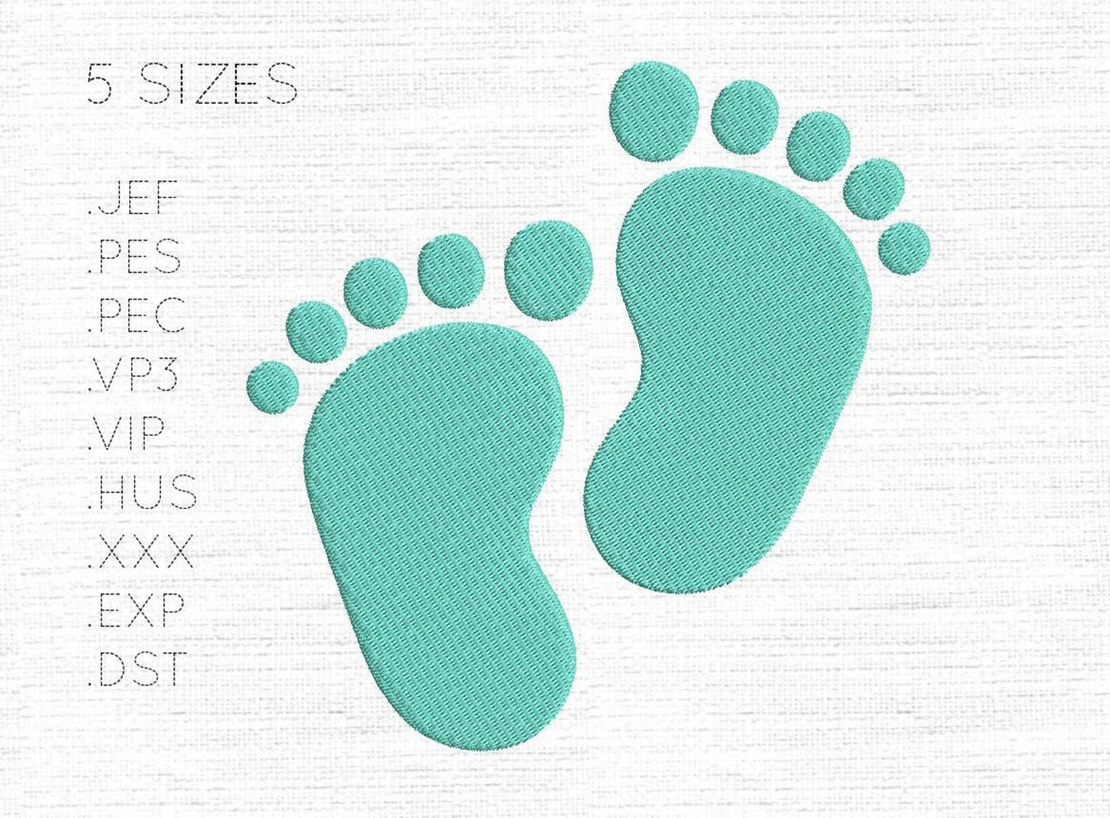 X5 Sizes Baby Footprint / Baby Feet Digital Embroidery Etsy