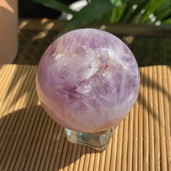 Purple and Pink Amethyst Sphere with Blossom agate, rainbows to find, highest quality. Purple crystal ball - reiki ~ crystal gift