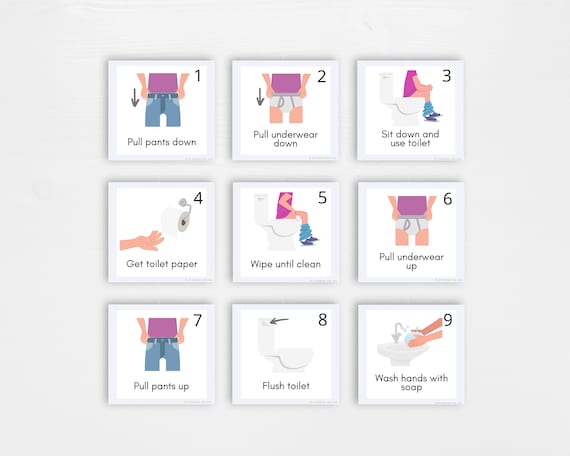 2 Tablas Visuales De Entrenamiento Para Inodoro – 10 X 51 Cm, Adhesivas, De Polipropileno, Para Niños Con Autismo Y Necesidades Educativas Especiales