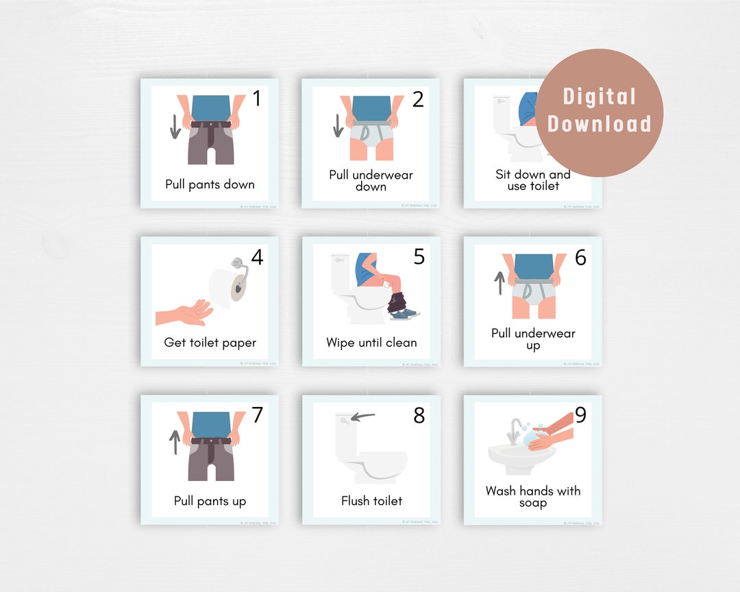 Printable Bathroom Routine and Toilet/potty Training Flash Cards Etsy