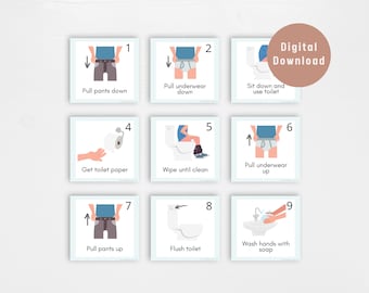 Printable Bathroom Routine And Toilet/Potty Training Flash Cards