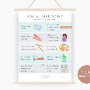 Printable Social Distancing Classroom Reminders (Mint)