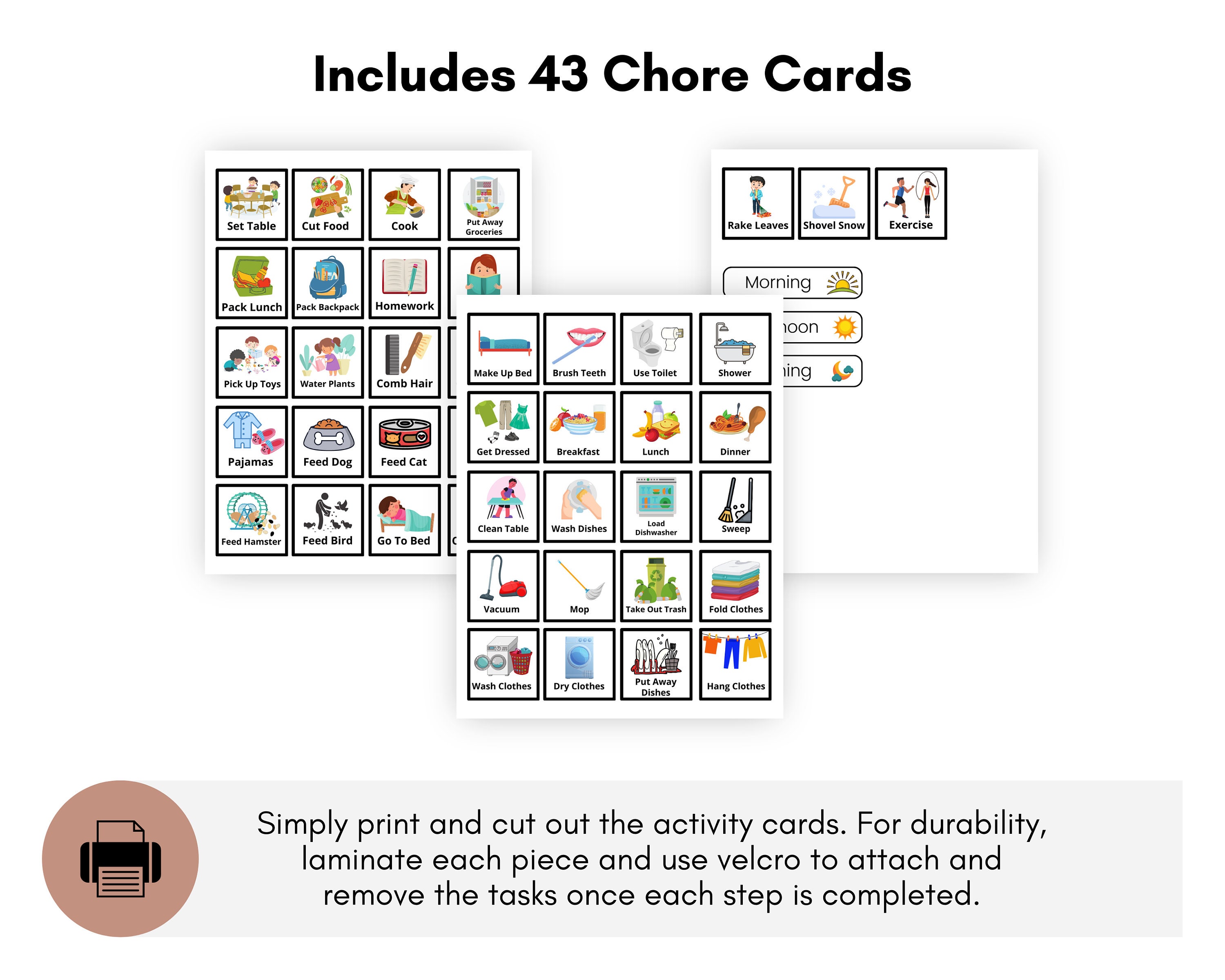 Printable Kids Chore Charts With Chore Cards - Etsy