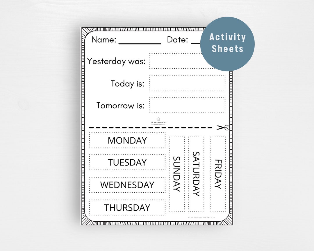Days of the Week Printable Worksheet - Etsy