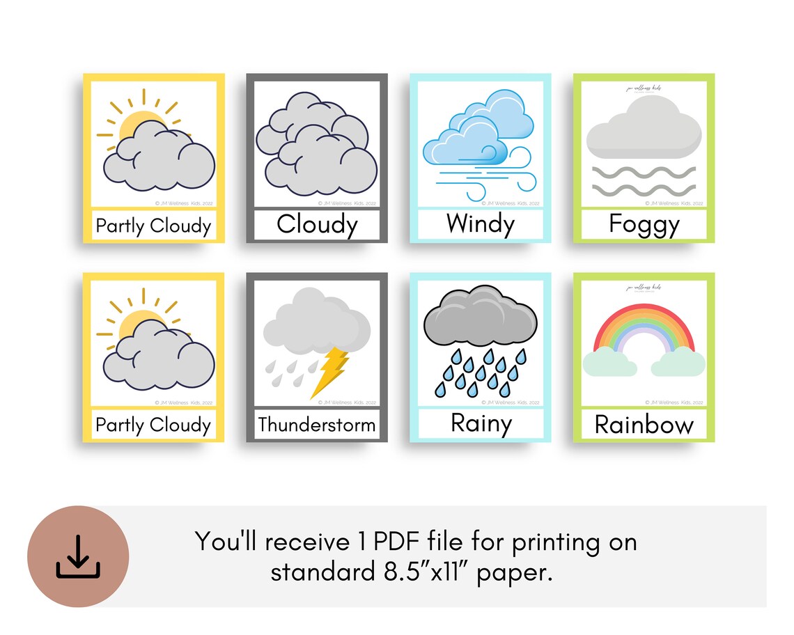 Printable Weather and Time of Day Flash Cards - Etsy