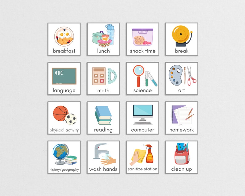 Printable School Day Visual Schedule for Kids (mint) Etsy Printable School Day Visual Schedule for Kids (mint) Etsy