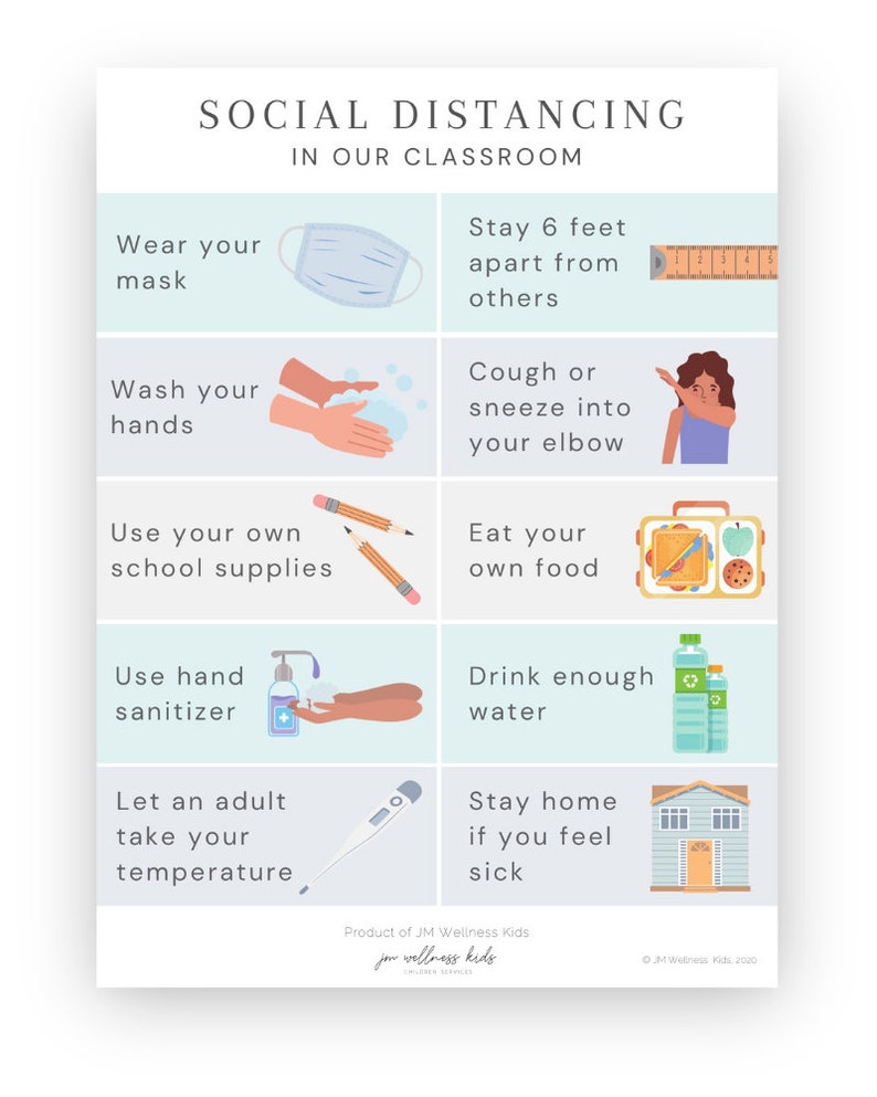 Printable Social Distancing Classroom Reminders mint - Etsy