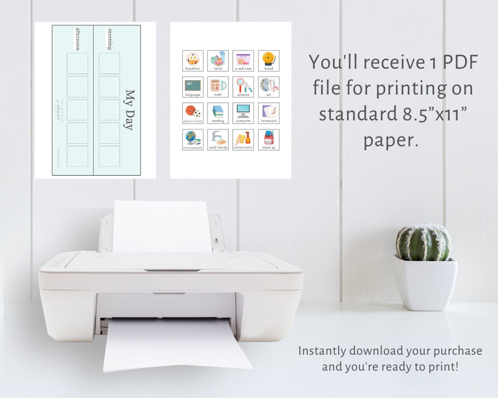 Printable School Day Visual Schedule for Kids mint - Etsy