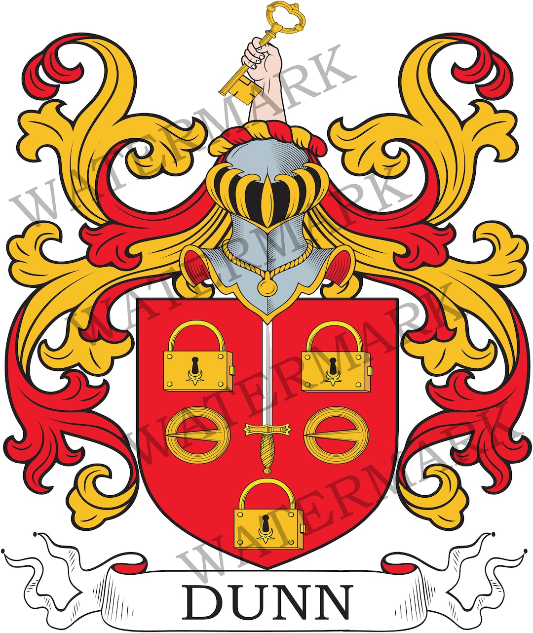 Dunn Family Crest Digital Download Dunn Coat of Arms JPG File Heraldry
