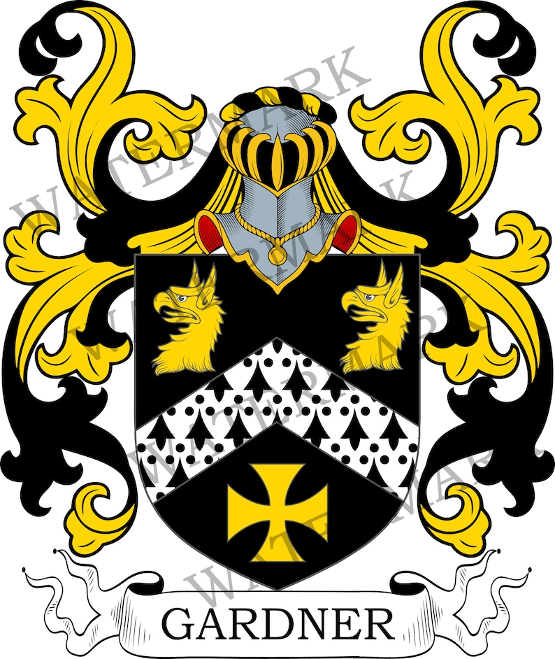 Gardner Family Crest Digital Download Gardner Coat of Arms JPG File