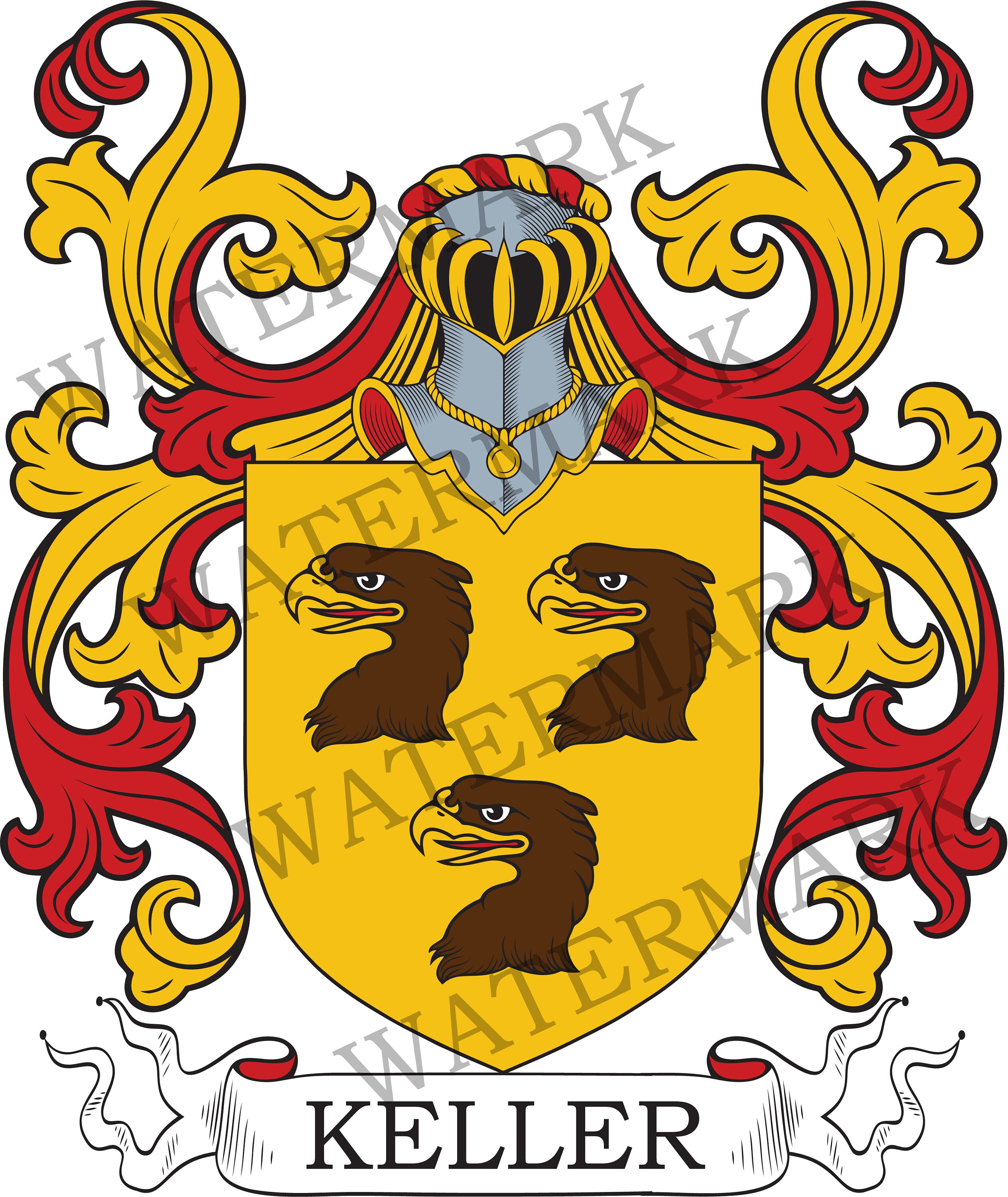 Keller Family Crest Digital Download Keller Coat of Arms JPG File