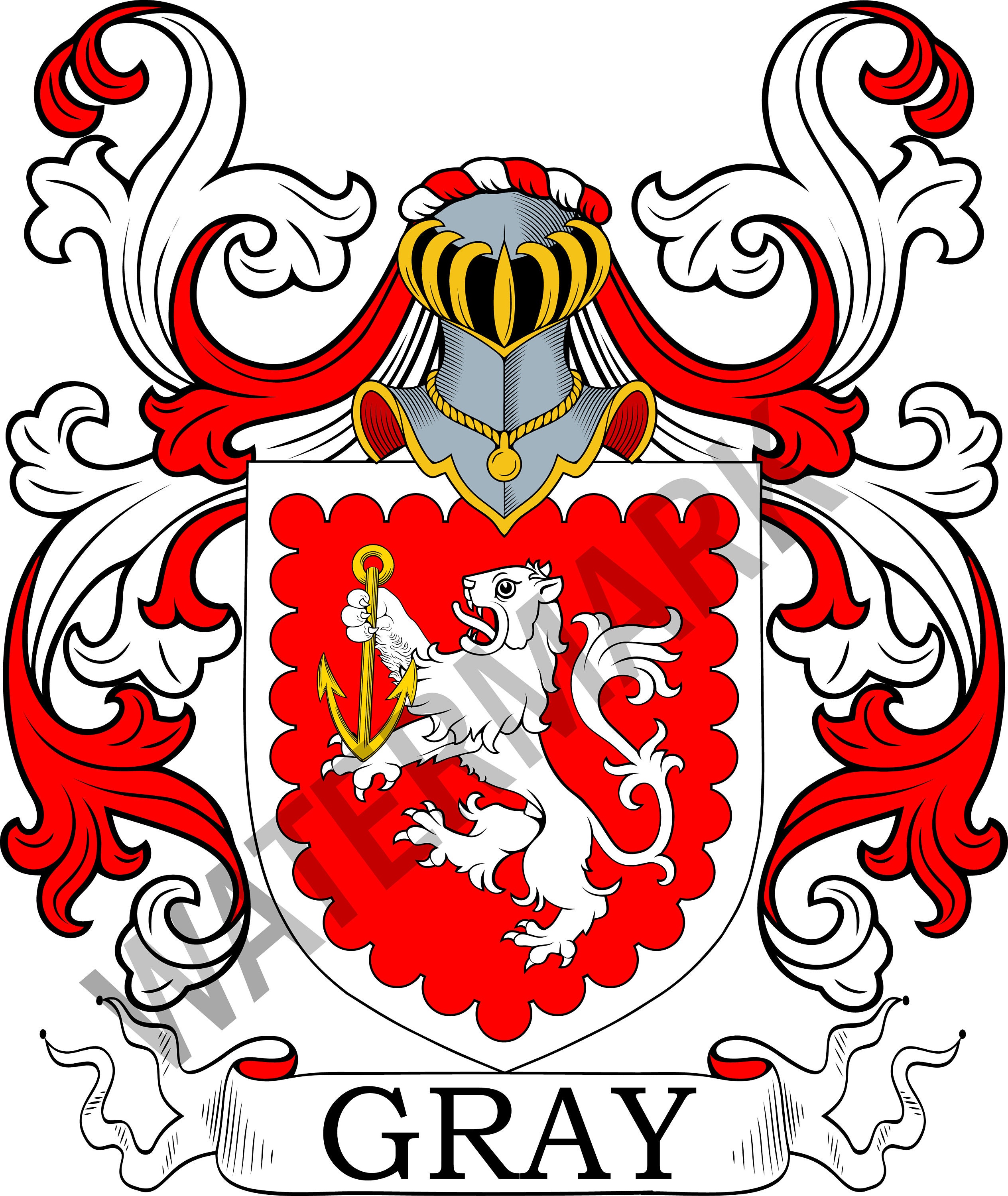 Gray Family Crest Digital Download Gray Coat of Arms JPG File Heraldry