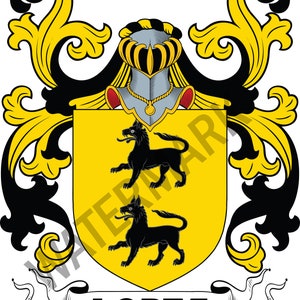 Lopez familjevapen - Digital nedladdning - Lopez vapensköld JPG-fil - Heraldik, släktforskning, härkomst, efternamn, sköldar