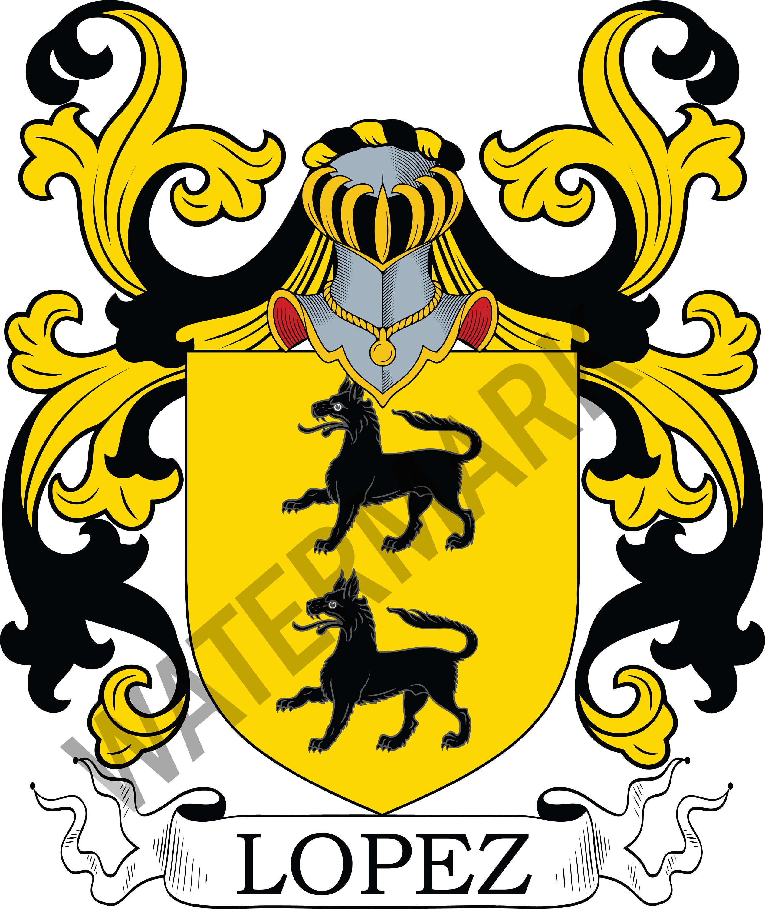 Lopez Family Crest Digital Download Lopez Coat of Arms JPG File
