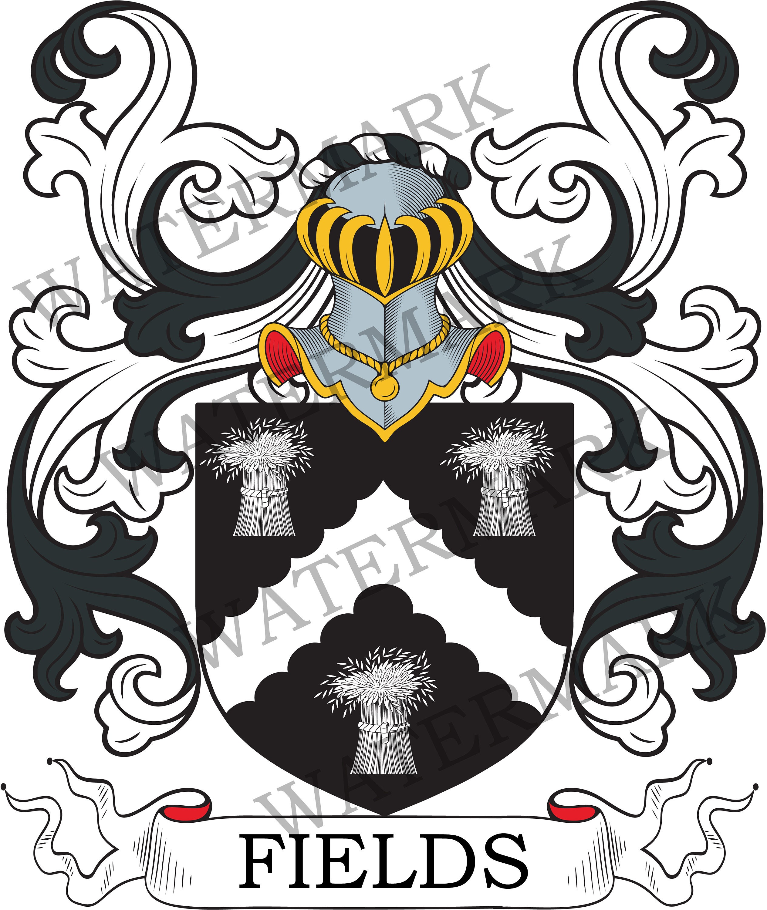 Fields Family Crest Digital Download Fields Coat of Arms JPG File