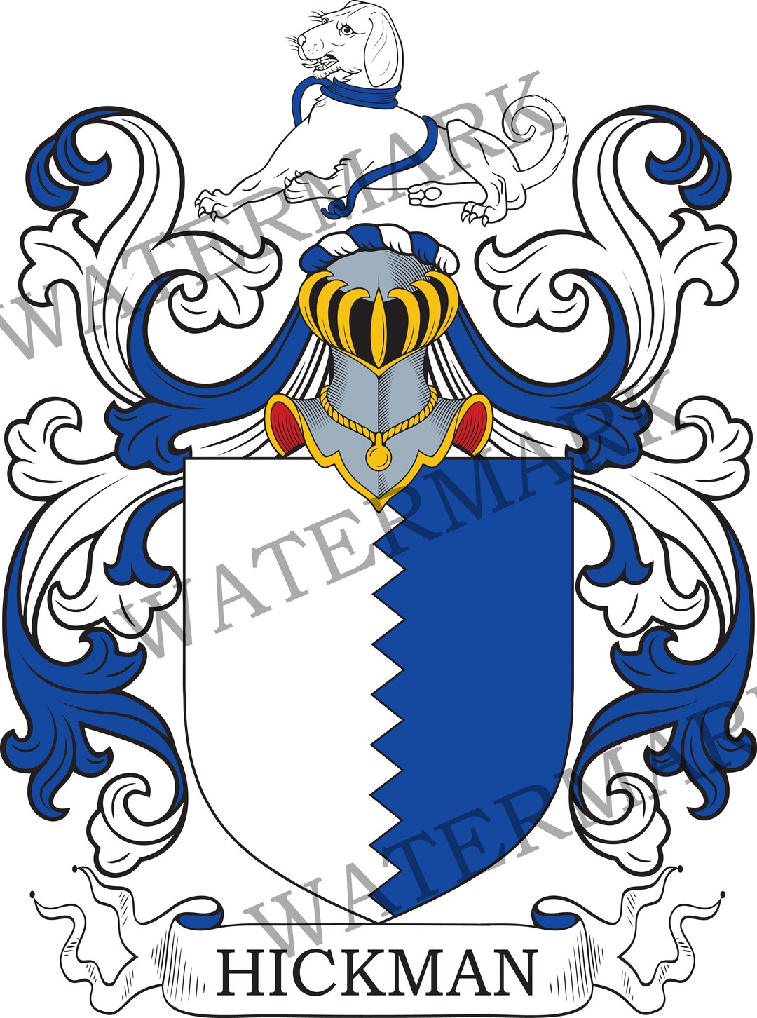 Hickman Family Crest Digital Download Hickman Coat of Arms JPG File