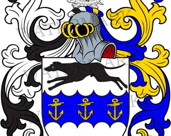 Hines Family Crest - Digital Download - Hines Coat of Arms JPG File - Heraldry, Genealogy, Ancestry, Surnames, Shields